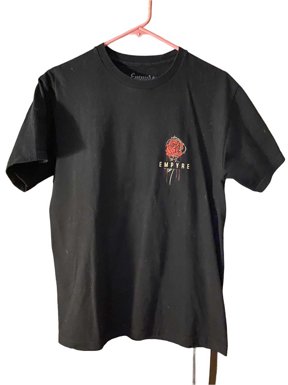 EMPYRE Black T‑Shirt with Red Rose Chest and Back Graphic